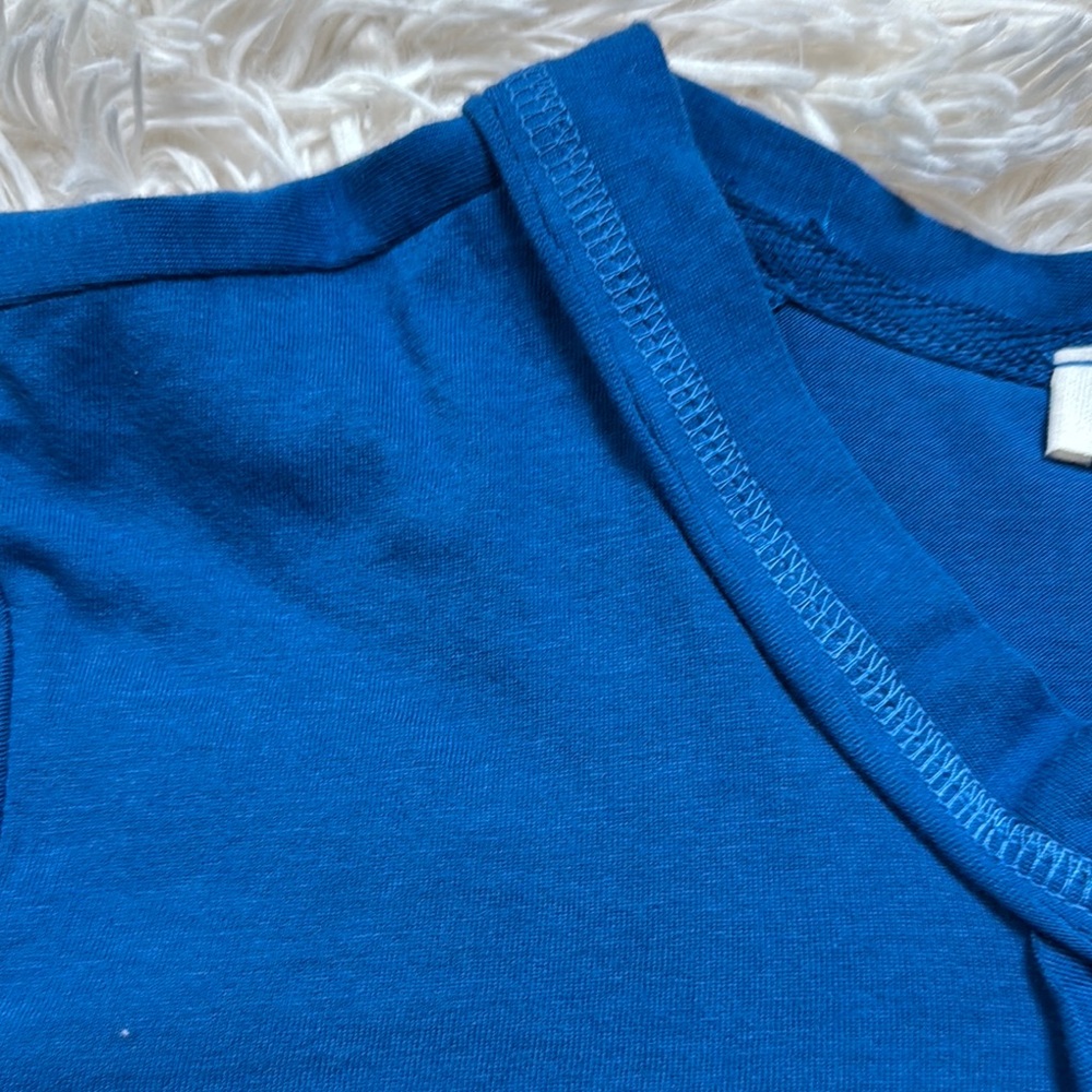 Zenana Henley Raw Seam Top 💗 Blue - Picture 8 of 16